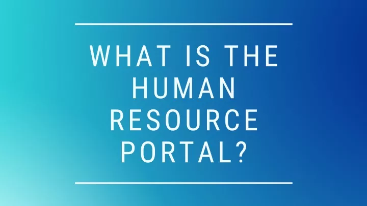 what is the human resource portal