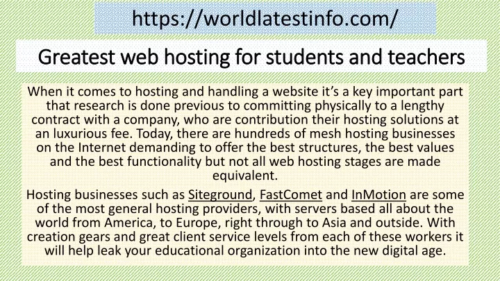 greatest web hosting for students and teachers