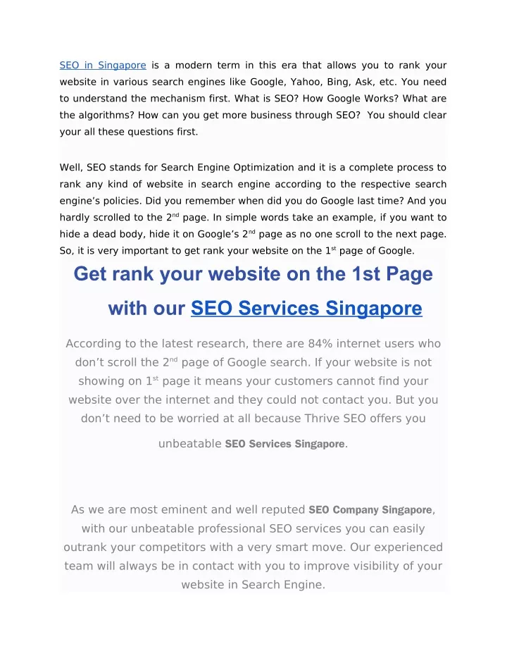 seo in singapore is a modern term in this