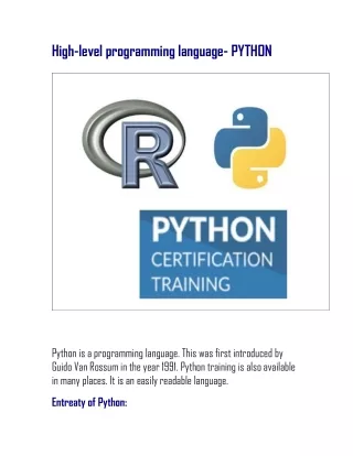 High-level programming language- PYTHON