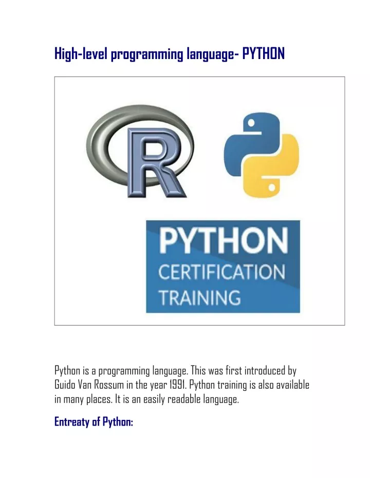 high level programming language python