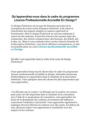 qu apprendrez vous dans le cadre du programme
