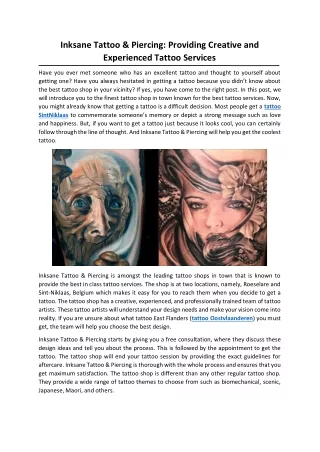 Inksane Tattoo & Piercing: Providing Creative and Experienced Tattoo Services