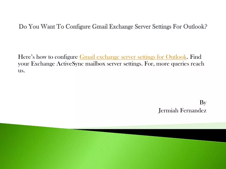 do you want to configure gmail exchange server settings for outlook