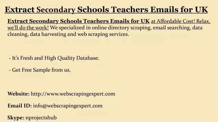 extract secondary schools teachers emails for uk