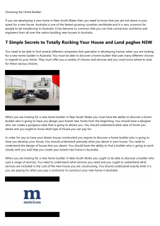 7 Horrible Mistakes You're Making With House and Land paghes NSW