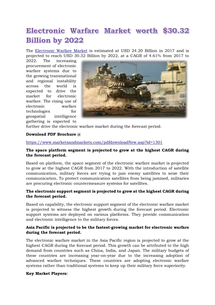 the electronic warfare market is estimated