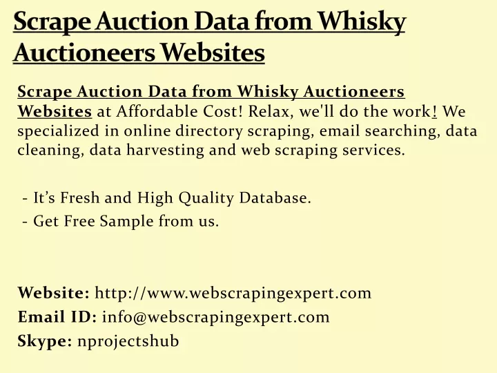 scrape auction data from whisky auctioneers websites