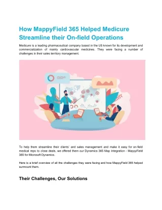 how mappyfield 365 helped medicure streamline