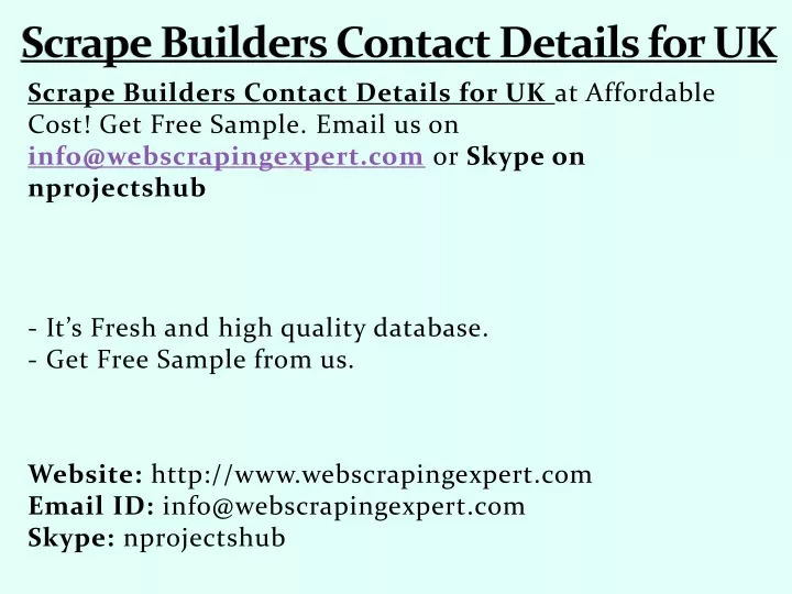 scrape builders contact details for uk