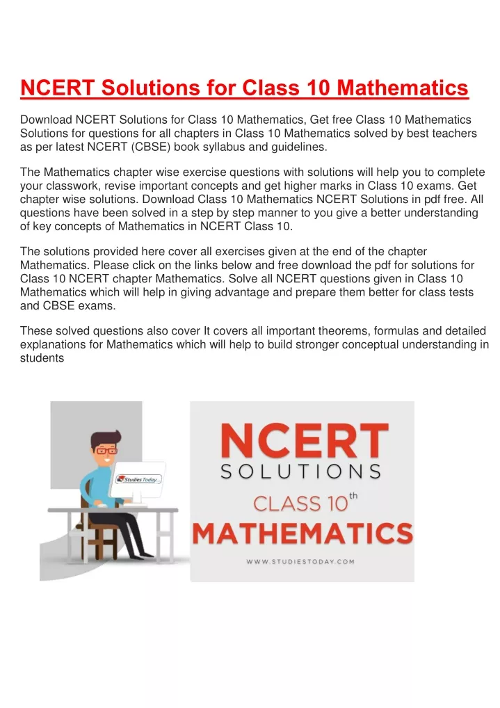 ncert solutions for class 10 mathematics