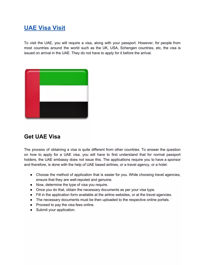 uae visa visit to visit the uae you will require