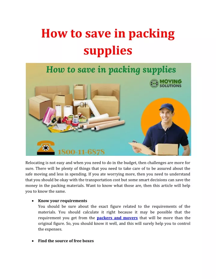 how to save in packing supplies