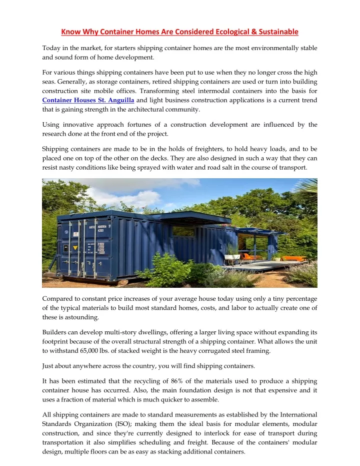 know why container homes are considered