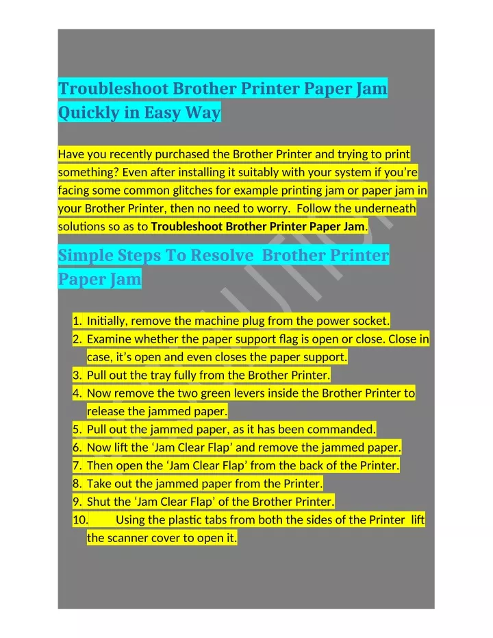 troubleshoot brother printer paper jam quickly