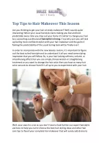 Top Tips to Hair Makeover This Season