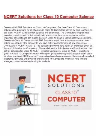 ncert solutions for class 10 computer science