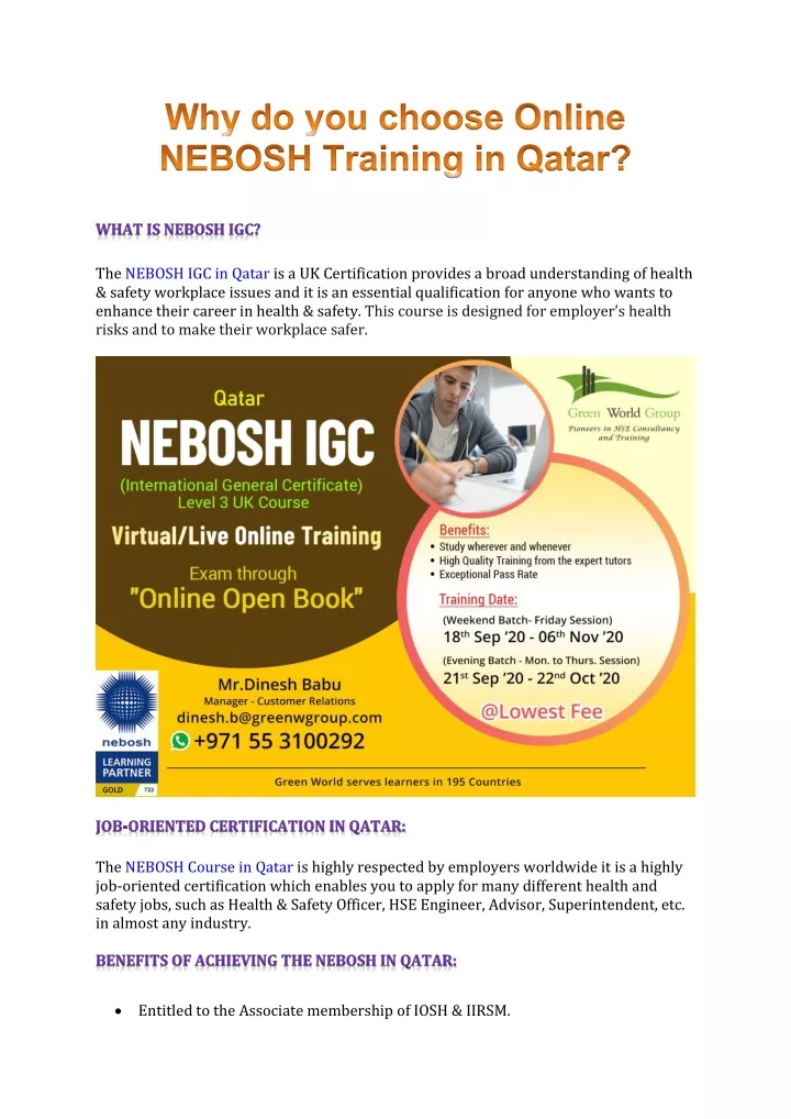 the nebosh igc in qatar is a uk certification