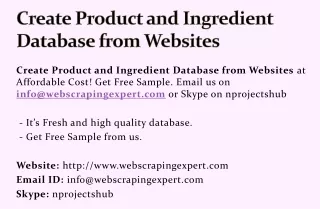 create product and ingredient database from websites