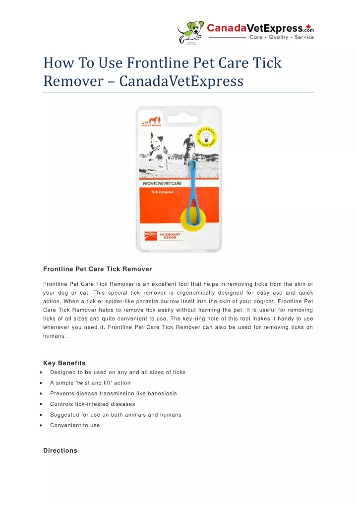 how to use frontline pet care tick remover