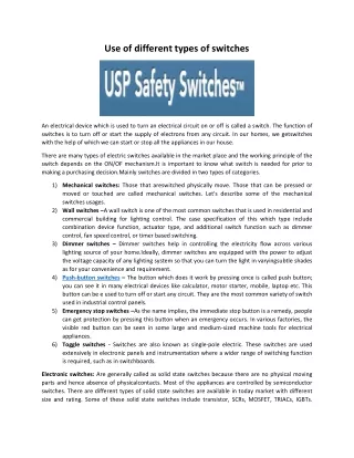 use of different types of switches