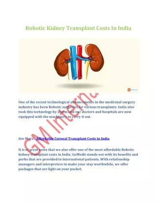 Robotic Kidney Transplant Costs In India