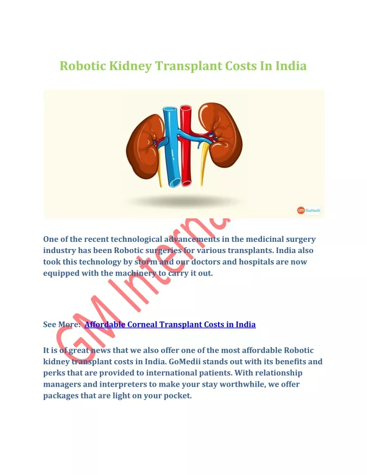 robotic kidney transplant costs in india