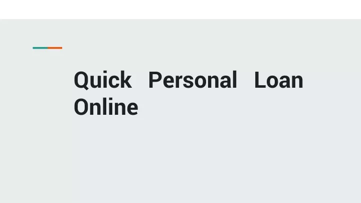 quick personal loan online
