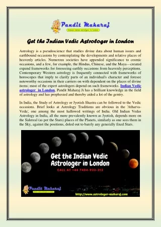 Get the Indian Vedic Astrologer in London