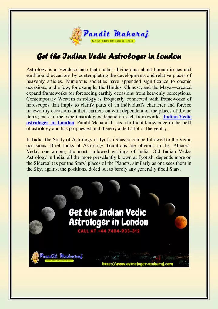 get the indian vedic astrologer in london
