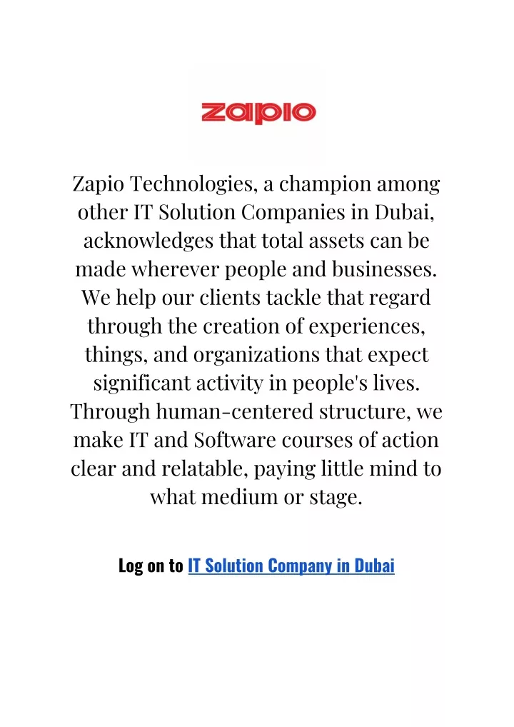 zapio technologies a champion among other