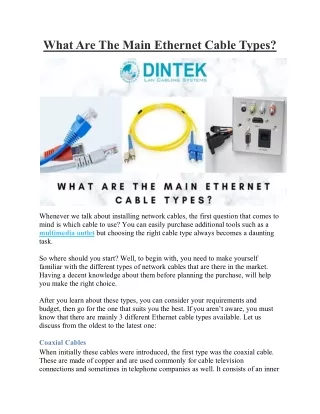What Are The Main Ethernet Cable Types?