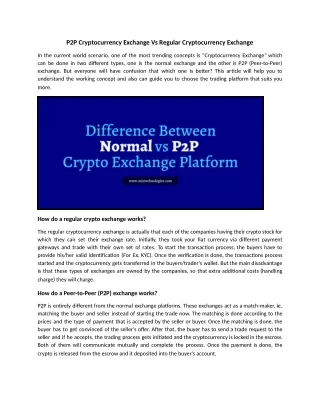 Difference Between Exchange and P2P Exchange