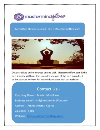 Accredited Online Courses Free | Mastermindflow.com