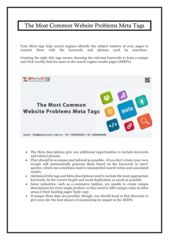 the most common website problems meta tags