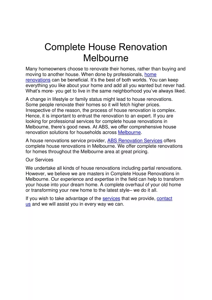 house renovation melbourne