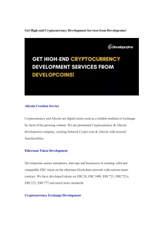 get high end cryptocurrency development services