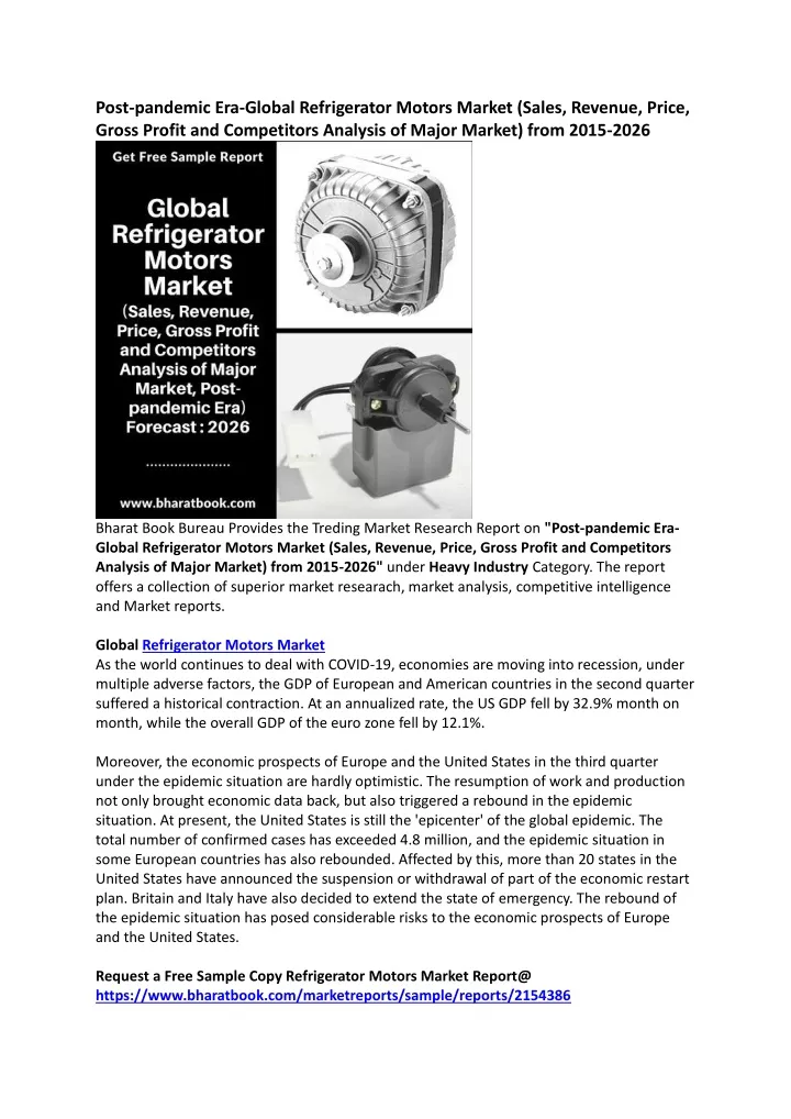 post pandemic era global refrigerator motors