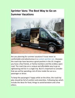 sprinter vans the best way to go on summer