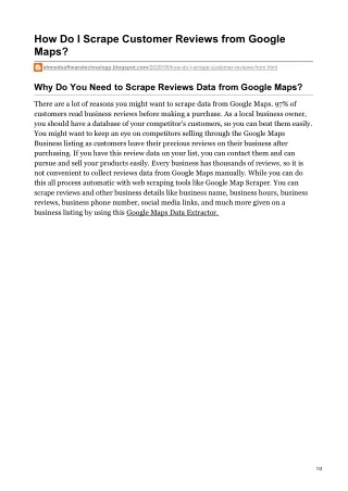 how do i scrape customer reviews from google maps