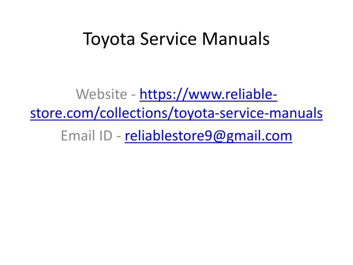 toyota service manuals