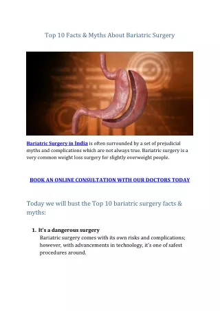 Top 10 Facts & Myths About Bariatric Surgery