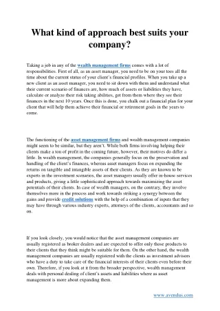 what kind of approach best suits your company