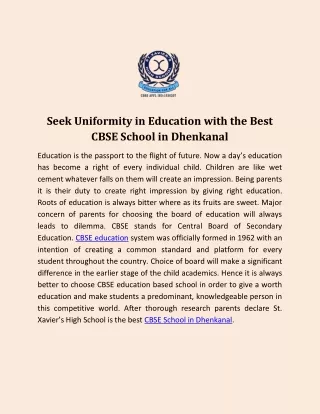 seek uniformity in education with the best cbse