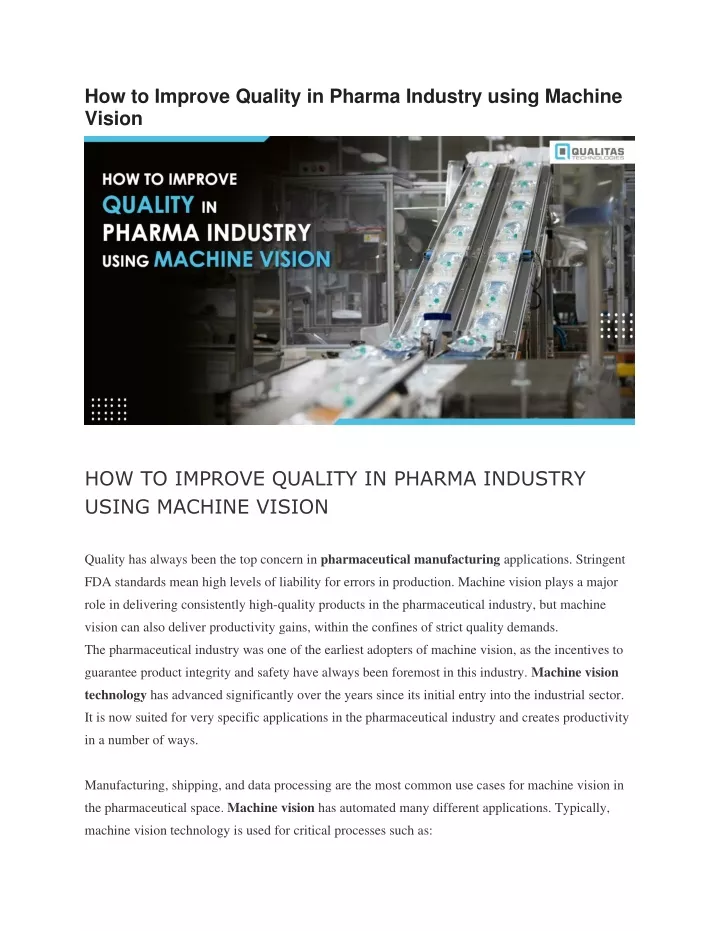 how to improve quality in pharma industry using