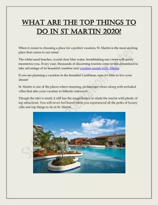 What are The Top Things to Do in St Martin 2020?