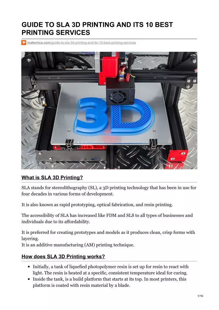 guide to sla 3d printing and its 10 best printing