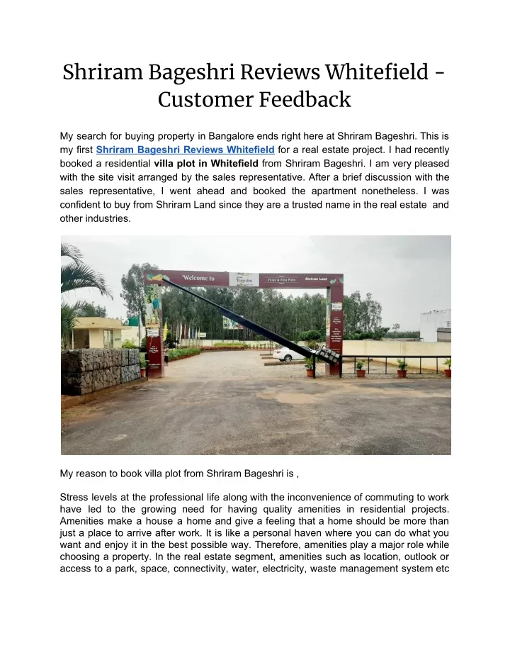 shriram bageshri reviews whitefield customer