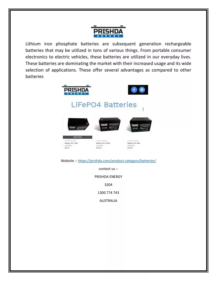 lithium iron phosphate batteries are subsequent