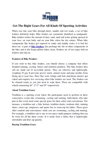 Get The Right Gears For All Kinds Of Sporting Activities
